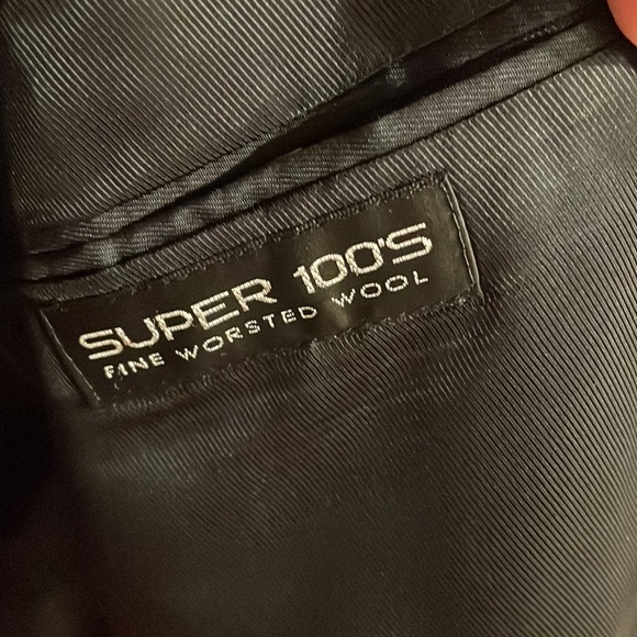 Andrew Frezza men’s Grey Blue small check blazer jacket career 100% wool  46R - Picture 7 of 15